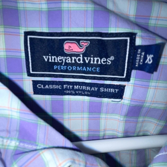 Vineyard Vines Performance Classic Fit Murray Shirt Size XS Light Purple Plaid - Picture 2 of 8